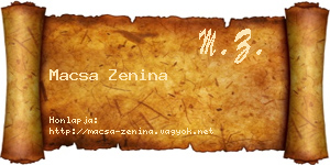 Macsa Zenina névjegykártya